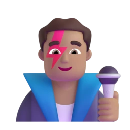 Man singer: medium skin tone animated emoji