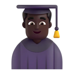 Man student: dark skin tone animated emoji