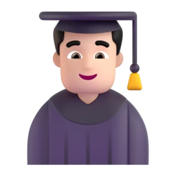 Man student: light skin tone animated emoji