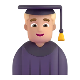 Man student: medium-light skin tone animated emoji