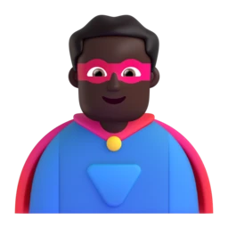 Man superhero: dark skin tone animated emoji
