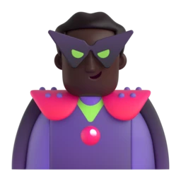Man supervillain: dark skin tone animated emoji