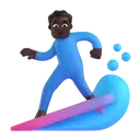 Man surfing: dark skin tone 3D animated emoji