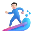 Man surfing: light skin tone 3D animated emoji