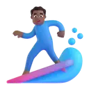 Man surfing: medium-dark skin tone 3D animated emoji