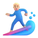 Man surfing: medium-light skin tone 3D animated emoji