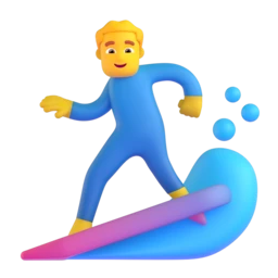 Man surfing animated emoji