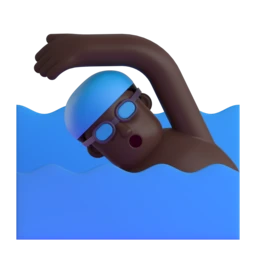 Man swimming: dark skin tone animated emoji