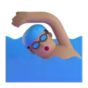 Man swimming: medium skin tone 3D animated emoji