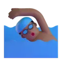 Man swimming: medium-dark skin tone 3D animated emoji