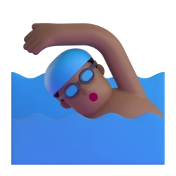 Man swimming: medium-dark skin tone animated emoji