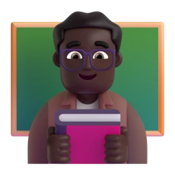 Man teacher: dark skin tone animated emoji