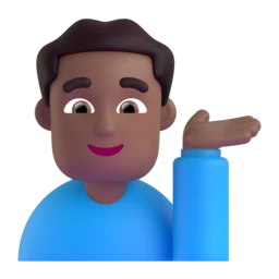 Man tipping hand: medium-dark skin tone animated emoji