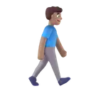 Man walking facing right: medium skin tone 3D animated emoji