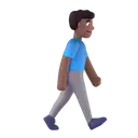 Man walking facing right: medium-dark skin tone 3D animated emoji