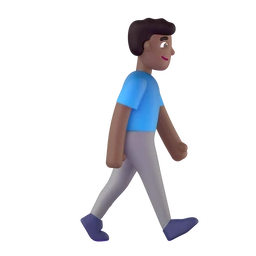 Man walking facing right: medium-dark skin tone animated emoji