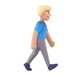 Man walking facing right: medium-light skin tone animated emoji