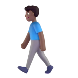 Man walking: medium-dark skin tone animated emoji