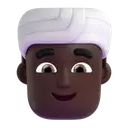 Man wearing turban: dark skin tone 3D animated emoji