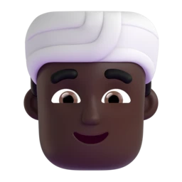 Man wearing turban: dark skin tone animated emoji