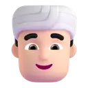 Man wearing turban: light skin tone 3D animated emoji