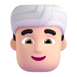 Man wearing turban: light skin tone animated emoji