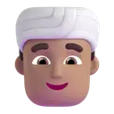 Man wearing turban: medium skin tone 3D animated emoji