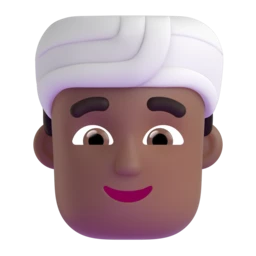 Man wearing turban: medium-dark skin tone animated emoji