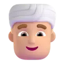 Man wearing turban: medium-light skin tone 3D animated emoji