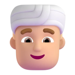 Man wearing turban: medium-light skin tone animated emoji
