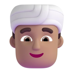 Man wearing turban: medium skin tone animated emoji