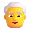 Man: white hair 3D animated emoji