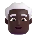 Man: white hair: dark skin tone 3D animated emoji