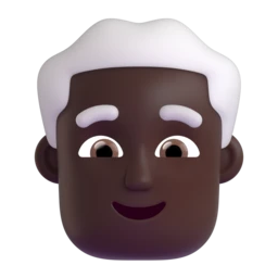 Man: white hair: dark skin tone animated emoji