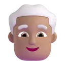 Man: white hair: medium skin tone 3D animated emoji