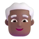 Man: white hair: medium-dark skin tone 3D animated emoji