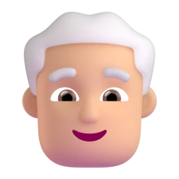 Man: white hair: medium-light skin tone animated emoji