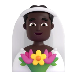 Man with veil: dark skin tone animated emoji