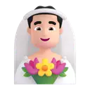 Man with veil: light skin tone 3D animated emoji