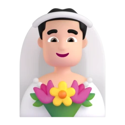 Man with veil: light skin tone animated emoji