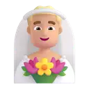 Man with veil: medium-light skin tone 3D animated emoji