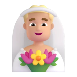 Man with veil: medium-light skin tone animated emoji