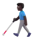 Man with white cane: dark skin tone 3D animated emoji