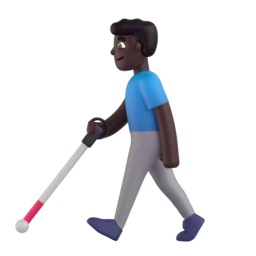Man with white cane: dark skin tone animated emoji