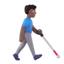 Man with white cane facing right: medium-dark skin tone 3D animated emoji