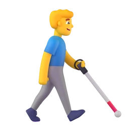 Man with white cane facing right animated emoji