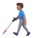 Man with white cane: medium skin tone 3D animated emoji