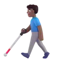 Man with white cane: medium-dark skin tone 3D animated emoji