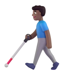 Man with white cane: medium-dark skin tone animated emoji