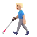 Man with white cane: medium-light skin tone 3D animated emoji